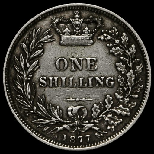 1877 Queen Victoria Young Head Silver Shilling Reverse