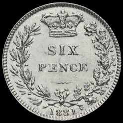 1881 Queen Victoria Young Head Silver Sixpence Reverse