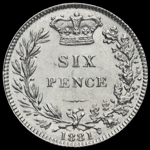 1881 Queen Victoria Young Head Silver Sixpence Reverse