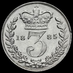 1885 Queen Victoria Young Head Silver Threepence Reverse