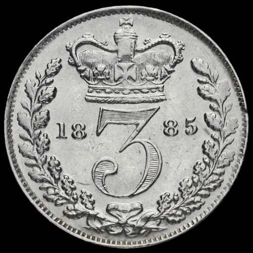 1885 Queen Victoria Young Head Silver Threepence Reverse