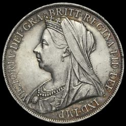1900 Queen Victoria Veiled Head Silver LXIV Crown Obverse