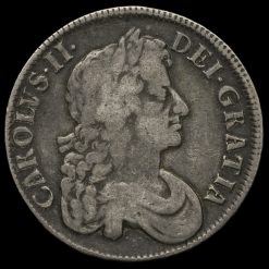 1676 Charles II Early Milled Silver Vicesimo Octavo Crown Obverse