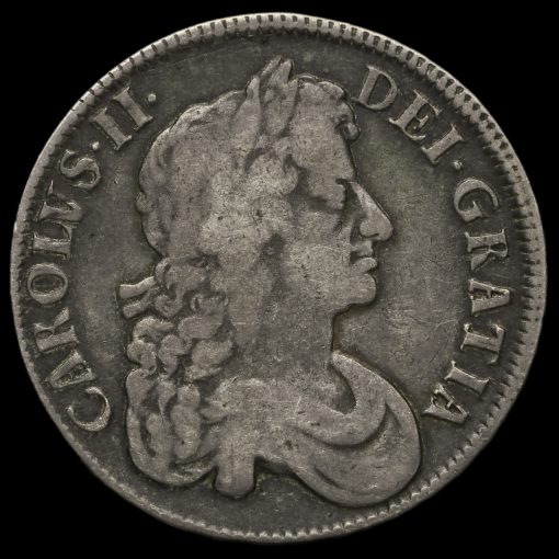 1676 Charles II Early Milled Silver Vicesimo Octavo Crown Obverse