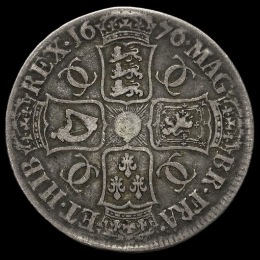 1676 Charles II Early Milled Silver Vicesimo Octavo Crown Reverse