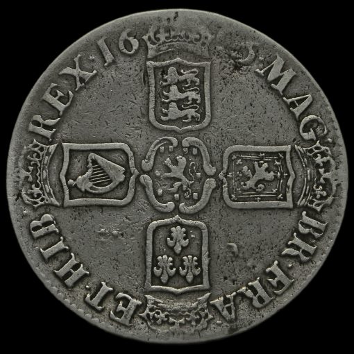 1696 William III Early Milled Silver Octavo Crown Reverse