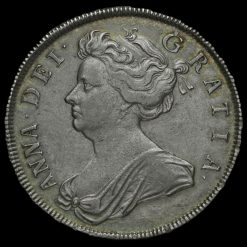 1707 Queen Anne Early Milled Silver Half Crown Obverse