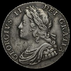 1735 George II Early Milled Silver Shilling Obverse