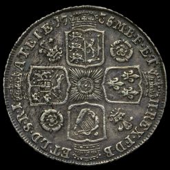 1735 George II Early Milled Silver Shilling Reverse