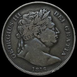 1816 George III Milled Silver 'Bull Head' Half Crown Obverse