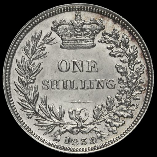 1839 Queen Victoria Young Head Silver Shilling, G/EF - Image 2