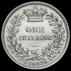 1853 Queen Victoria Young Head Silver Shilling Reverse