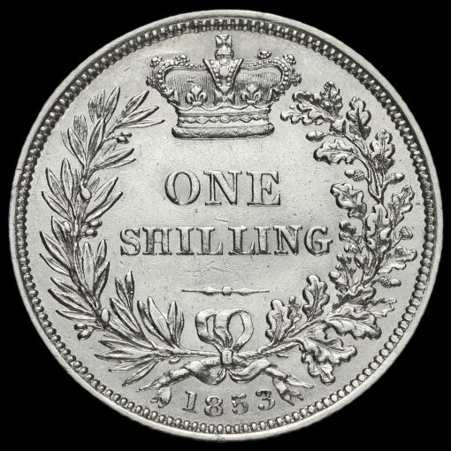 1853 Queen Victoria Young Head Silver Shilling Reverse