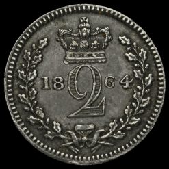1864 Queen Victoria Young Head Silver Maundy Twopence Reverse