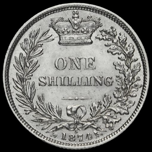 1874 Queen Victoria Young Head Silver Shilling Reverse