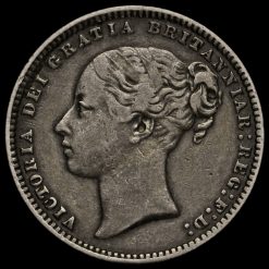 1877 Queen Victoria Young Head Silver Shilling Obverse