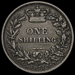 1877 Queen Victoria Young Head Silver Shilling Reverse