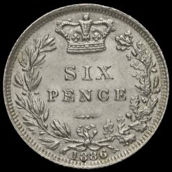 1886 Queen Victoria Young Head Silver Sixpence Reverse