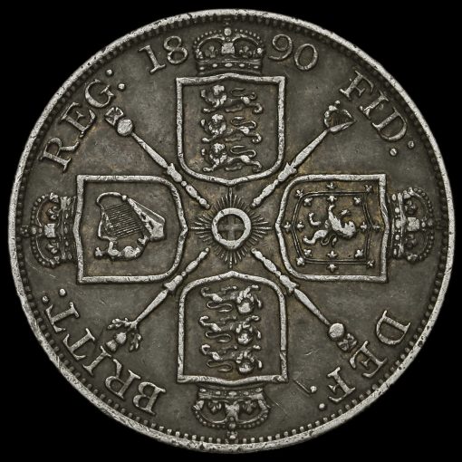 1890 Queen Victoria Jubilee Head Silver Double Florin Reverse