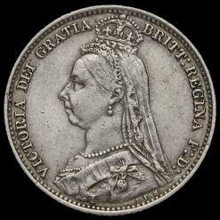 1890 Queen Victoria Jubilee Head Silver Sixpence Obverse