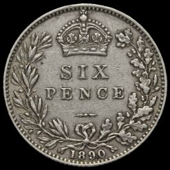 1890 Queen Victoria Jubilee Head Silver Sixpence Reverse