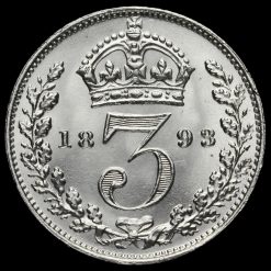 1893 Queen Victoria Veiled Head Silver Threepence Reverse