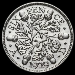 1929 George V Silver Sixpence Reverse