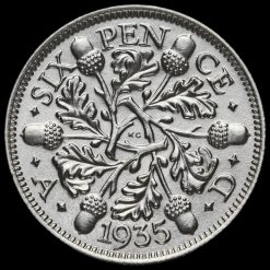 1935 George V Silver Sixpence Reverse