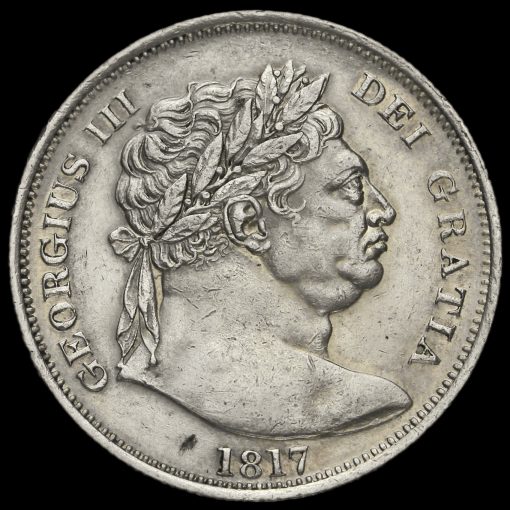 1817 George III Milled Silver 'Bull Head' Half Crown Obverse
