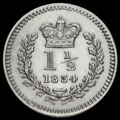 1834 William IV Milled Silver Three-Halfpence Reverse