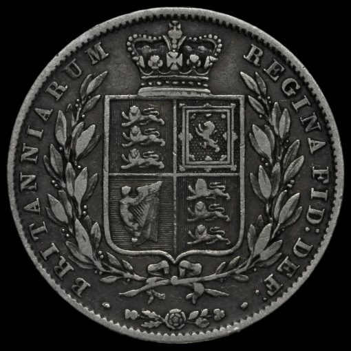1845 Queen Victoria Young Head Silver Half Crown Reverse