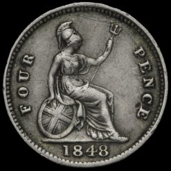 1848 Queen Victoria Silver Fourpence / Groat Reverse