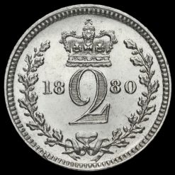 1880 Queen Victoria Young Head Silver Maundy Twopence Reverse