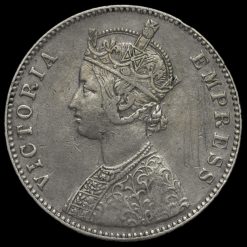 British India 1884 Queen Victoria One Rupee Obverse