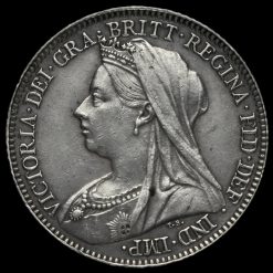 1897 Queen Victoria Veiled Head Silver Sixpence Obverse