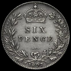 1897 Queen Victoria Veiled Head Silver Sixpence Reverse