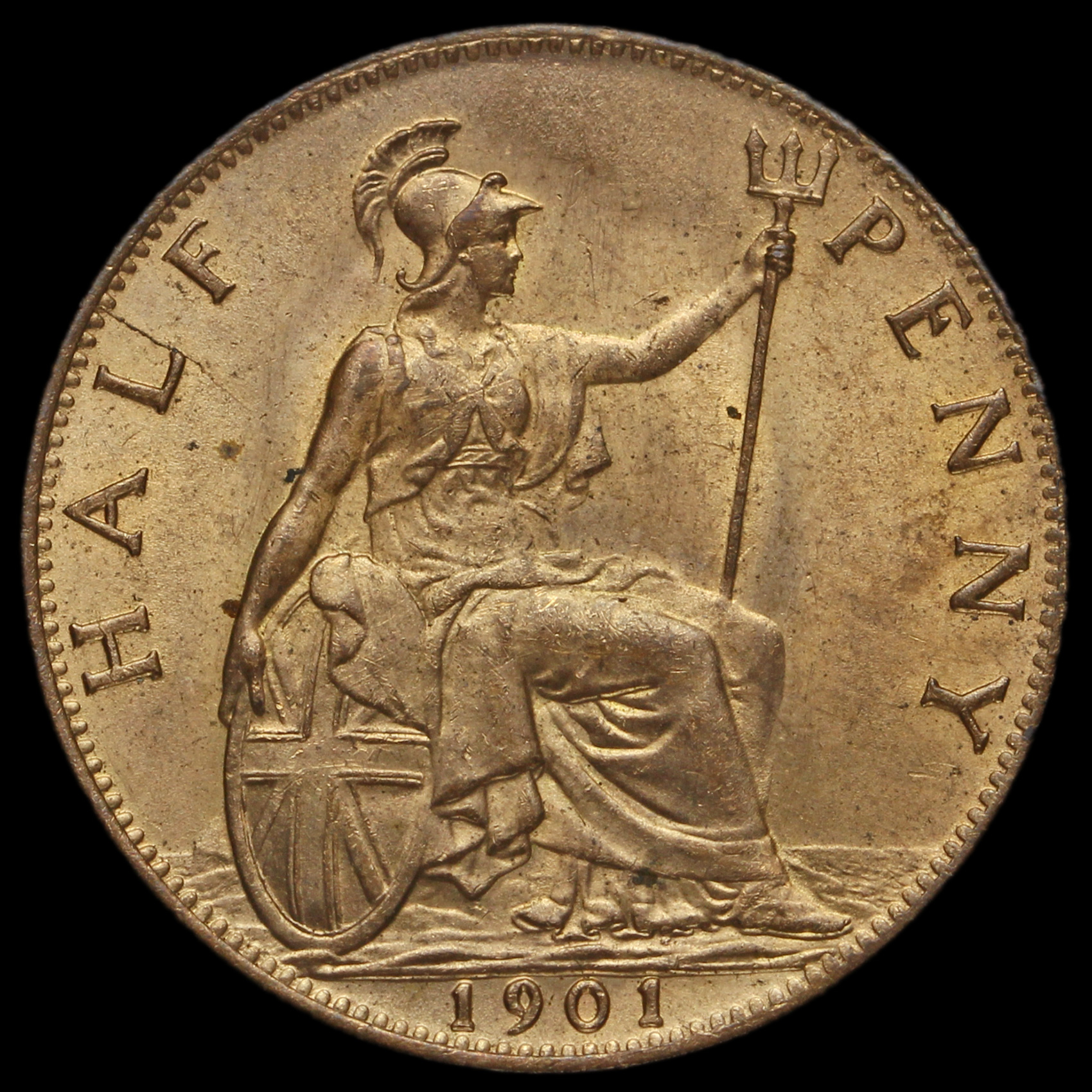 1901 Queen Victoria Veiled Head Halfpenny
