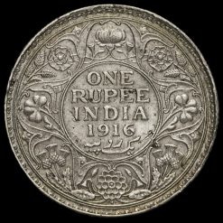 British India 1916 George V One Rupee Reverse