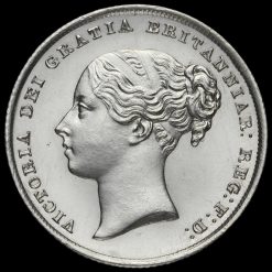 1845 Queen Victoria Young Head Silver Shilling Obverse