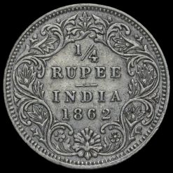 British India 1862 Queen Victoria 1/4 Rupee Reverse