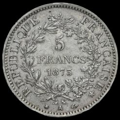 France 1873 Silver 5 Francs Reverse