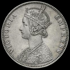 British India 1890 Queen Victoria One Rupee Obverse