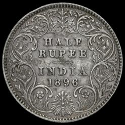 British India 1896 Queen Victoria Half Rupee Reverse