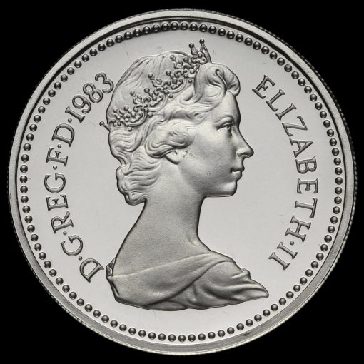 1983 Silver Proof £1 One Pound Coin, The Royal Arms, Box, COA