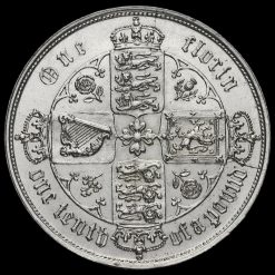 1857 Queen Victoria Gothic Florin, Scarce Reverse