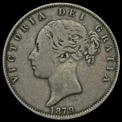 1879 Queen Victoria Young Head Silver Half Crown Obverse