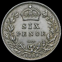 1888 Queen Victoria Jubilee Head Silver Sixpence Reverse