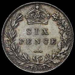 1901 Queen Victoria Veiled Head Silver Sixpence Reverse