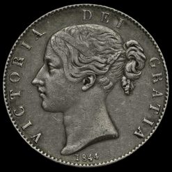 1844 Queen Victoria Young Head Silver Crown, Cinquefoil Stops Obverse