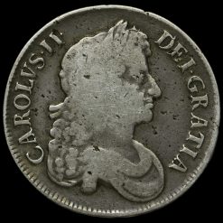 1673 Charles II Early Milled Silver Vicesimo Quinto Crown Obverse